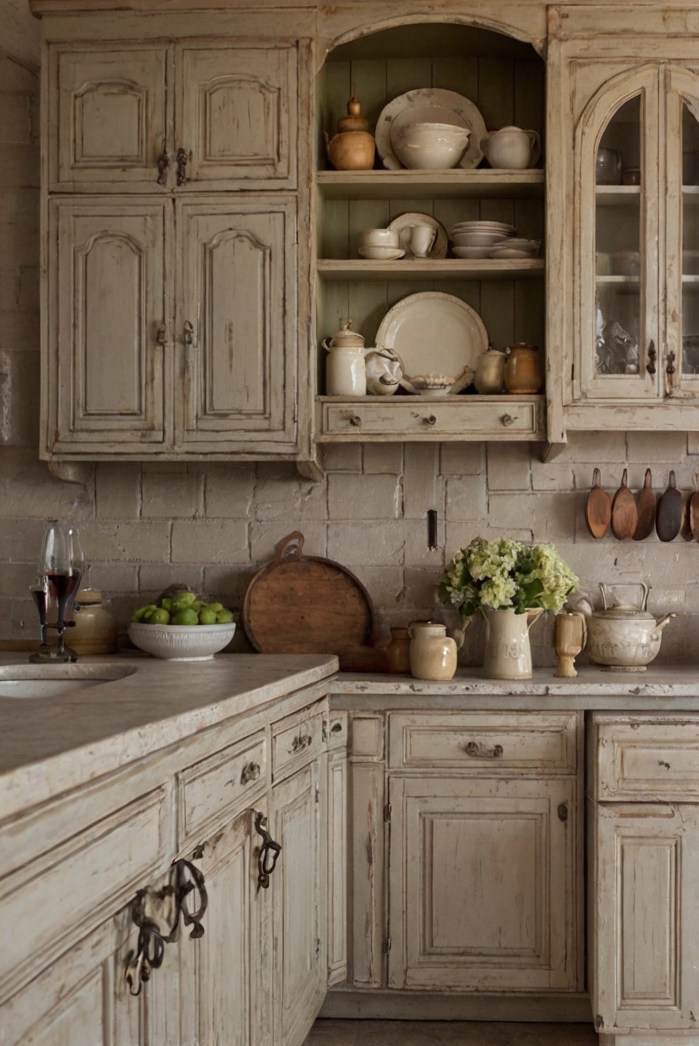 French country kitchen, distressed cabinets, kitchen renovation, rustic kitchen design, farmhouse decor, kitchen remodeling, distressed wood cabinets