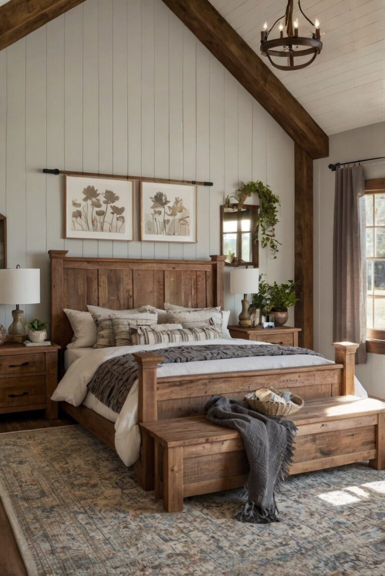 bedroom decor, rustic furniture, farmhouse style, country home, wooden furniture, vintage decor, rustic chic