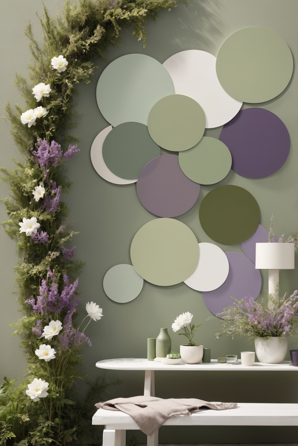 1. home interior design, space planning 2. interior bedroom design, kitchen designs 3. living room interior, designer wall paint 4. primer paint for walls, color matching painting 5. home paint colors, Moss Green and Heather Purple