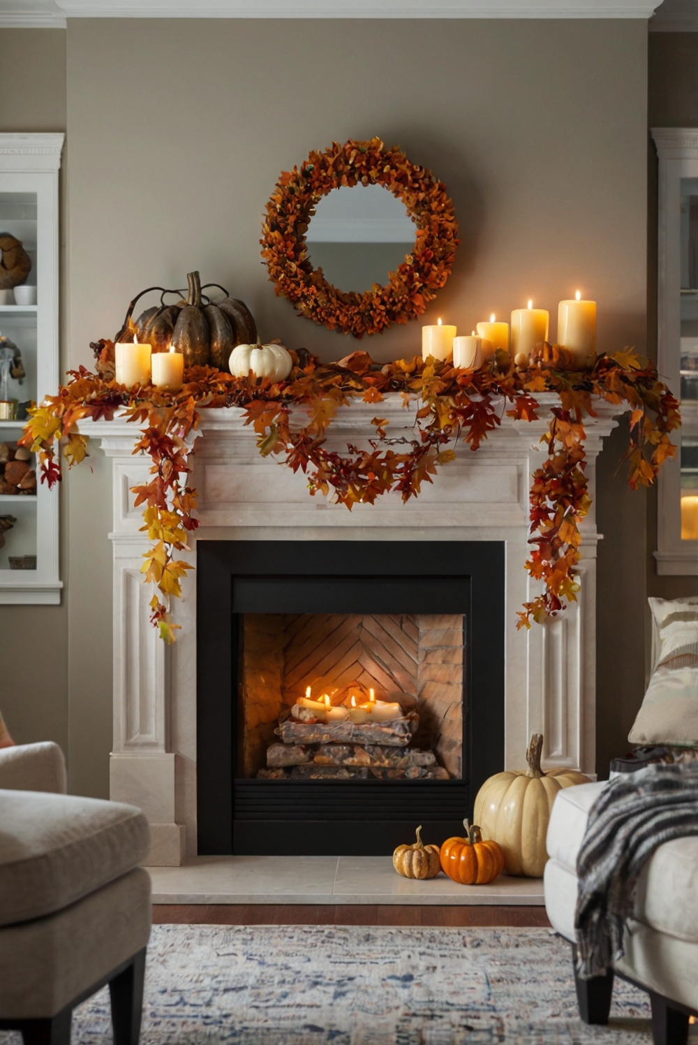 Fall mantel decor ideas, Modern fall mantel ideas, Elegant fall mantel decor, Rustic fall mantel decorations, Chic fall mantel styling