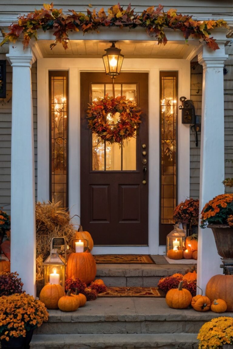 fall porch decor, seasonal porch decorations, outdoor autumn decor, front porch makeover, festive porch accessories