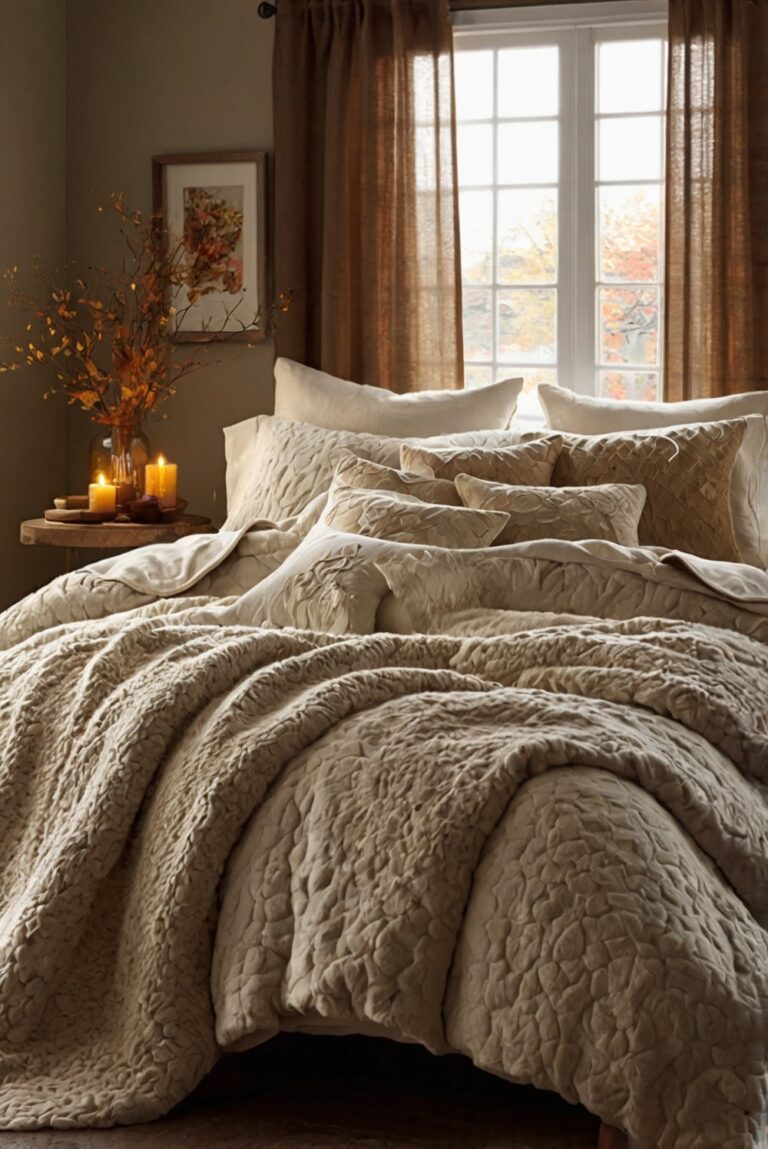 Cozy bedroom decor, Fall bedroom makeover, Bedroom design ideas, Warm bedroom theme, Bedroom styling tips