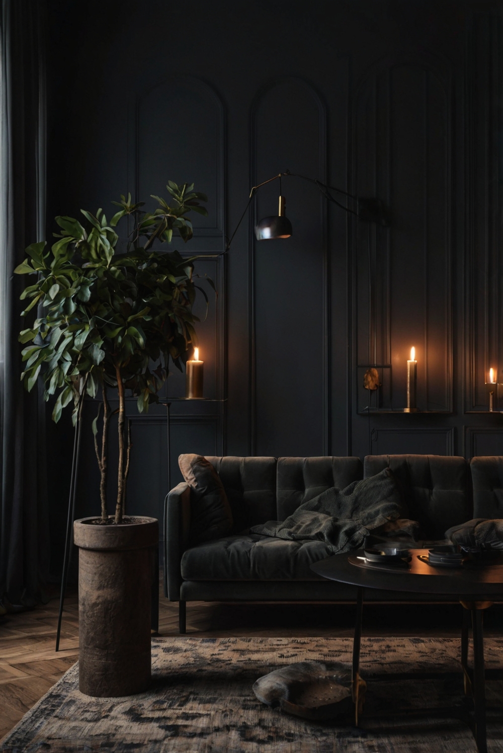 dark home decor, moody home ideas, gothic interior design, mysterious home decor, somber home accessories