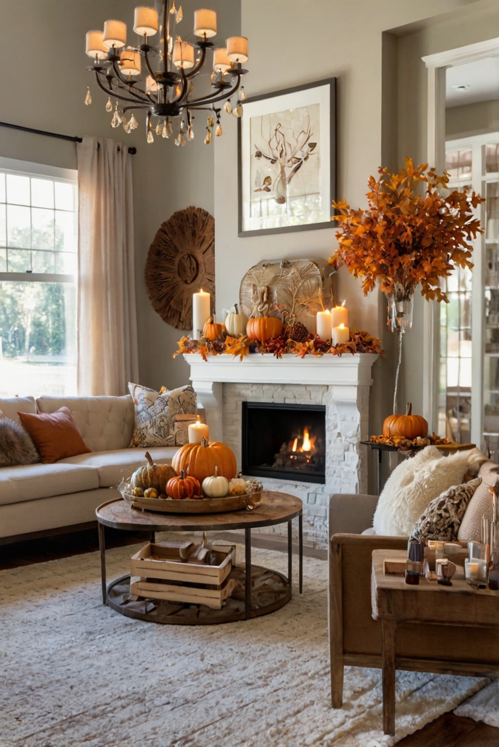 living room decor, fall decor ideas, home decoration, cozy living room, autumn home decor