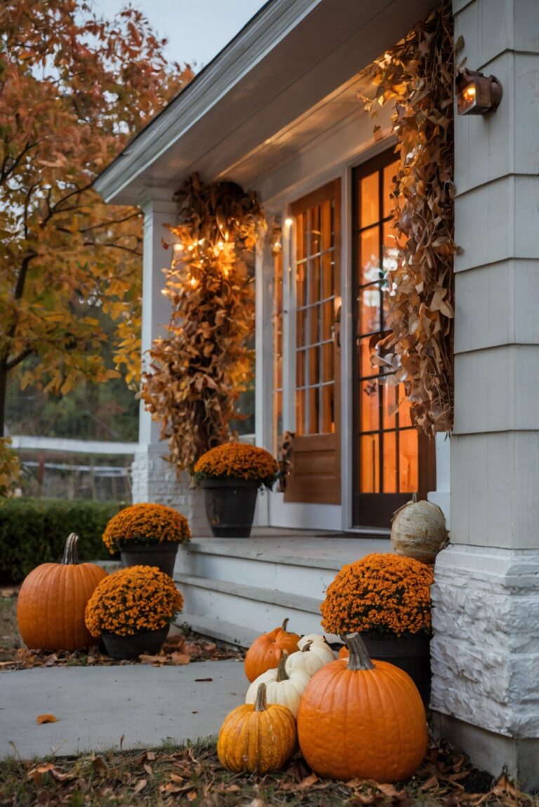 porch decor, fall decorations, autumn home decor, outdoor decorating, seasonal curb appeal