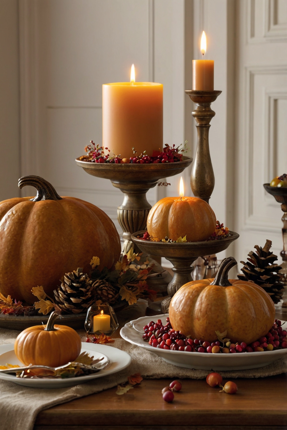 Thanksgiving home decor ideas, Festive Thanksgiving decorations, Thanksgiving table setting inspiration, Holiday room decor, Seasonal home accents