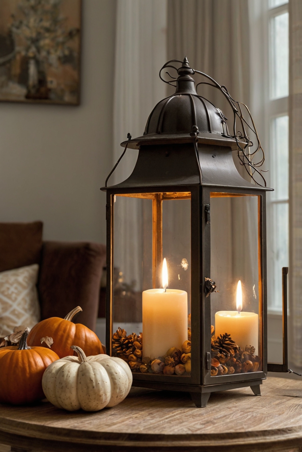 Fall home decor, Autumn living room ideas, Cozy fall decorations, Seasonal interior design, Elegant fall accents